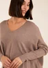 Blue Vanilla Brown Plain V Neck Jumper - One Size Image 3