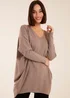 Blue Vanilla Brown Plain V Neck Jumper - One Size Image 1