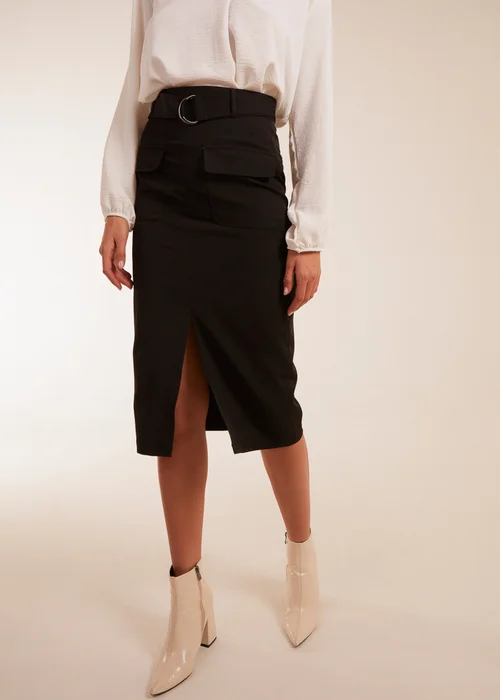 Blue Vanilla Black Front Split Midi Utility Skirt - Size 16 Image 4