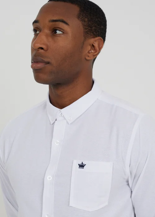 Brave Soul White Cotton Long Sleeve Oxford Shirt - Extra Large Image 3