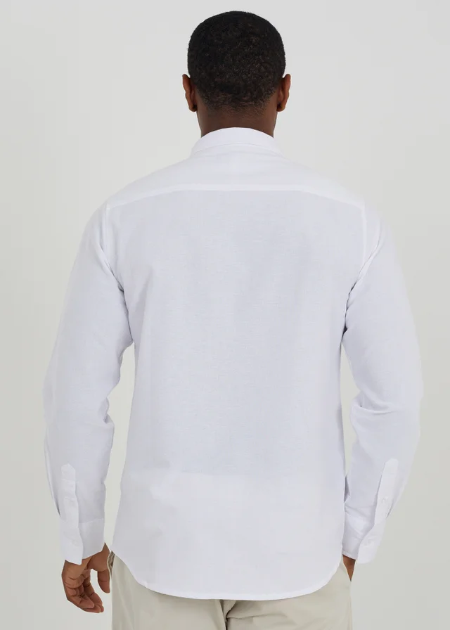 Brave Soul White Cotton Long Sleeve Oxford Shirt
