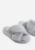 Where's That From Weekend Grey Cross Over Fluffy Slippers - Size 4 Image 3