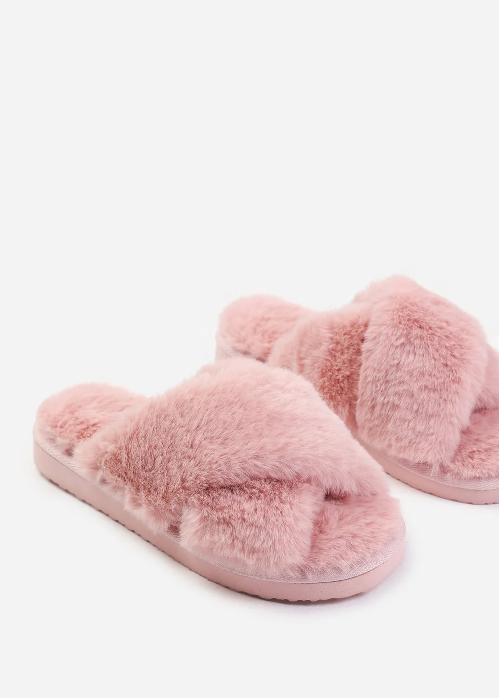 Where's That From Weekend Pink Cross Over Fluffy Slippers - 6 Image 3