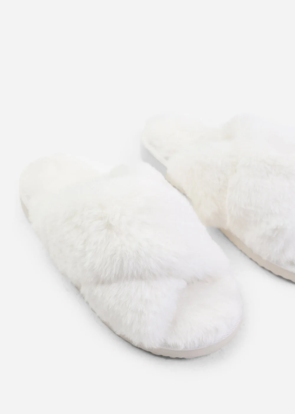 Where's That From Weekend White Cross Over Fluffy Slippers - 8 Image 3