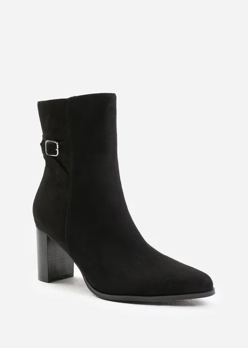 Where's That From Black Suede Winter Wide-Fit Block Heel Boots - 4 Image 2