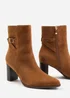 Where's That From Cognac Suede Winter Block Heel Boot - Size 8 Image 3