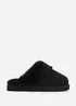 Where's That From Lounge Black Suede Slippers With Fur Trim - Size 4 Image 2