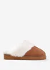 Where's That From Lounge Chestnut Suede Slippers With Fur Trim - Size 4 Image 2