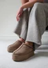 Where's That From Allegra Camel Faux-Suede Embroidered Ankle Slipper Boots - Size 7 Image 3