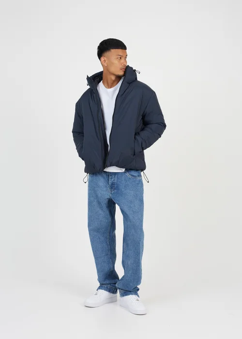 Brave Soul Navy Padded Hooded Jacket - L Image 4