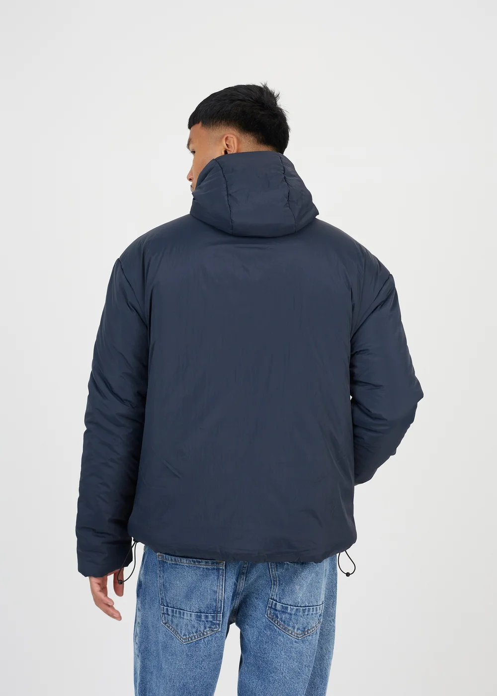 Brave Soul Navy Padded Hooded Jacket - L Image 2