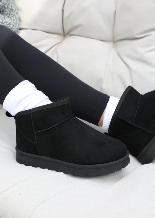 Where's That From Black Faux-Faux Suede Maple Faux Fur Slipper Boots - 6 Image 2