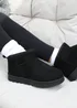 Where's That From Black Faux-Suede Maple Faux Fur Slipper Boots - Size 6 Image 1