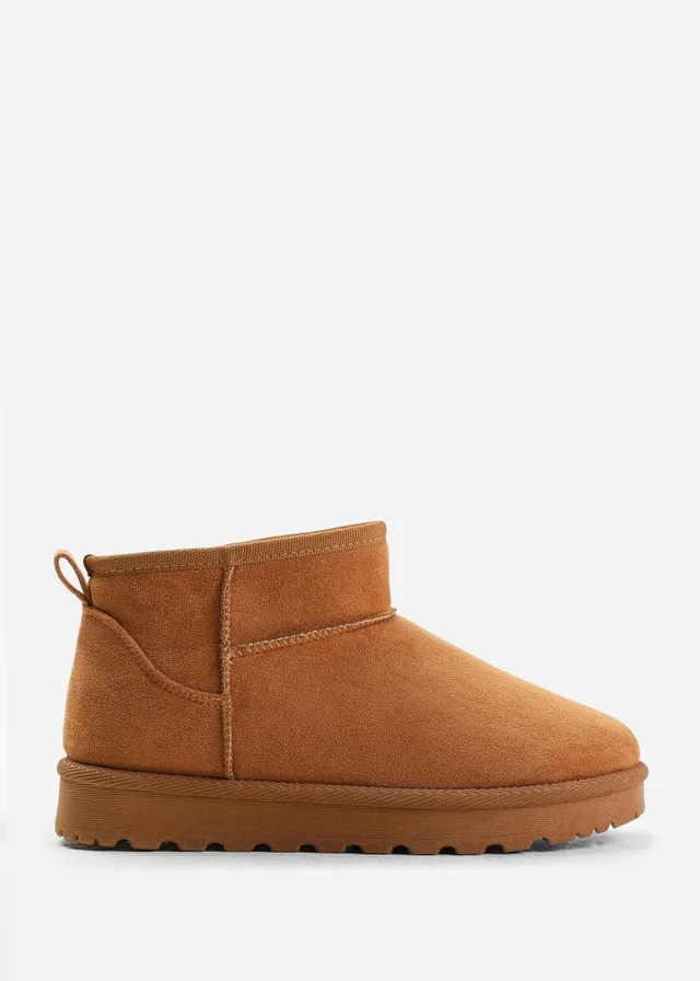 Where's That From Chestnut Faux-Suede Maple Faux Fur Slipper Boots