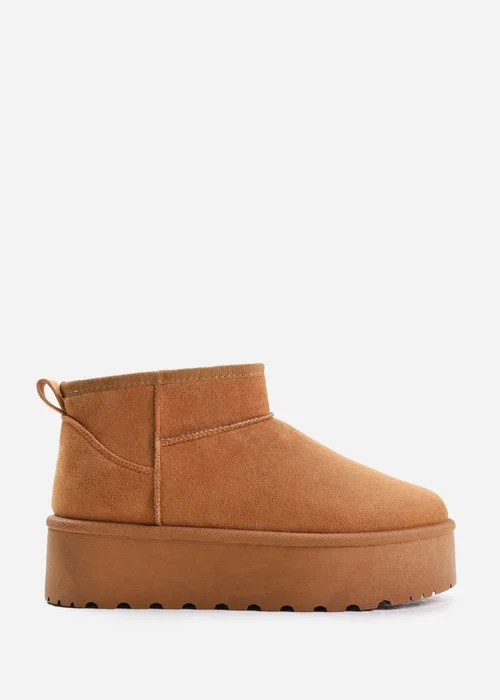 Where's That From Zyla Chestnut Faux-Faux Suede Fur Lining Slipper Boots - 8 Image 1