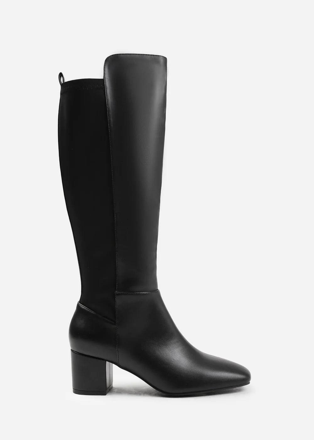Where's That From Beau Black Pu Block Heel Knee-High Boots - Size 5 Image 2