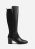 Where's That From Beau Black Pu Block Heel Knee-High Boots - Size 5 Image 2