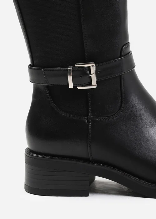 Where's That From Micah Black Buckle Detail Knee High Boots - Size 7 Image 3