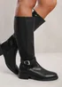 Where's That From Micah Black Buckle Detail Knee High Boots - Size 7 Image 1
