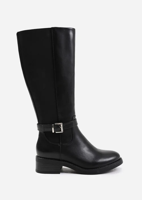 Where's That From Micah Black Buckle Detail Knee High Boots - 7 Image 1