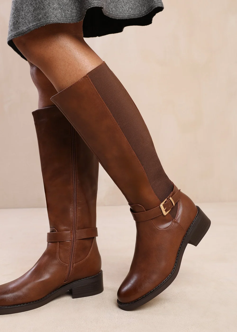 Where's That From Micah Brown Buckle Detail Knee High Boots - Size 6 Image 1