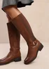 Where's That From Micah Brown Buckle Detail Knee High Boots - Size 6 Image 1
