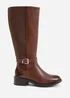 Where's That From Micah Brown Buckle Detail Knee High Boots - Size 6 Image 2