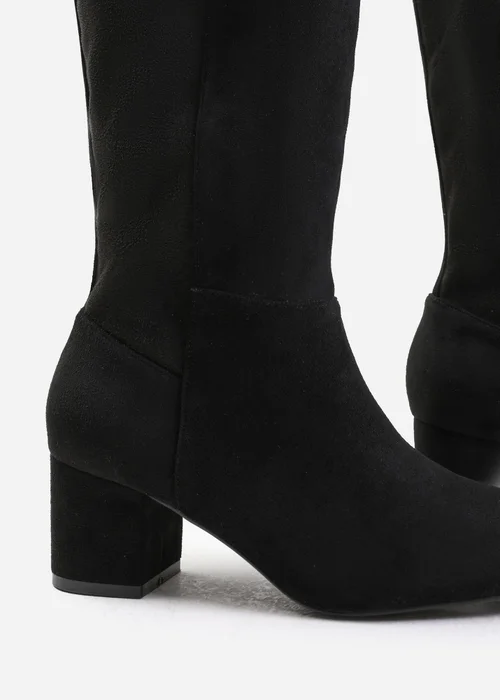 Where's That From Beau Black Suede Block Heel Knee-High Boots - Size 4 Image 3