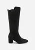 Where's That From Beau Black Suede Block Heel Knee-High Boots - Size 4 Image 2