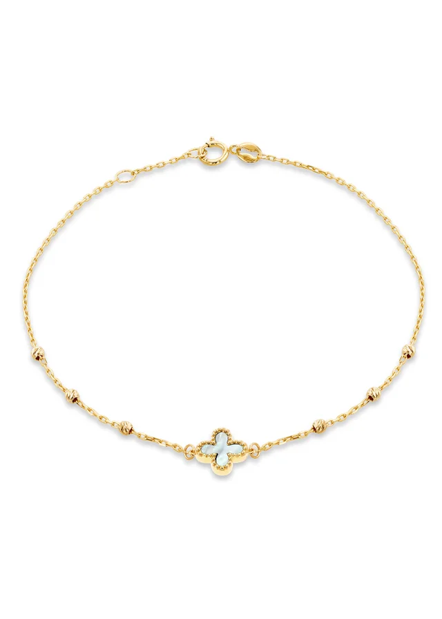 Golden Moments 9ct Silver Mother of Pearl Clover DC Bracelet