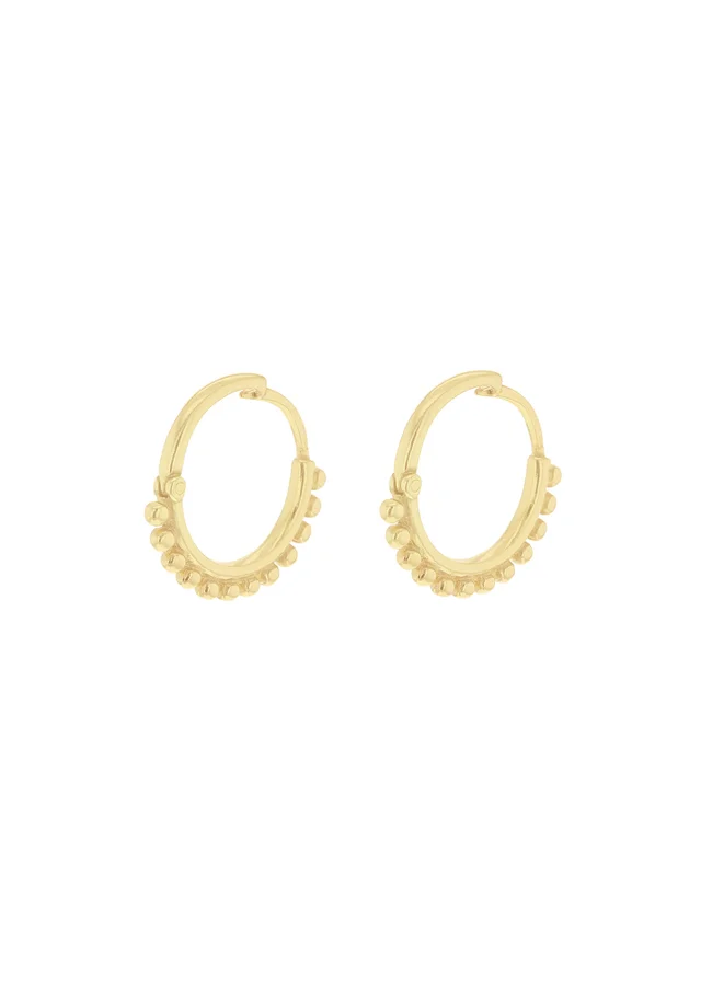 Golden Moments Yellow Gold Plated Ball-Tube Hoop Creole Earrings