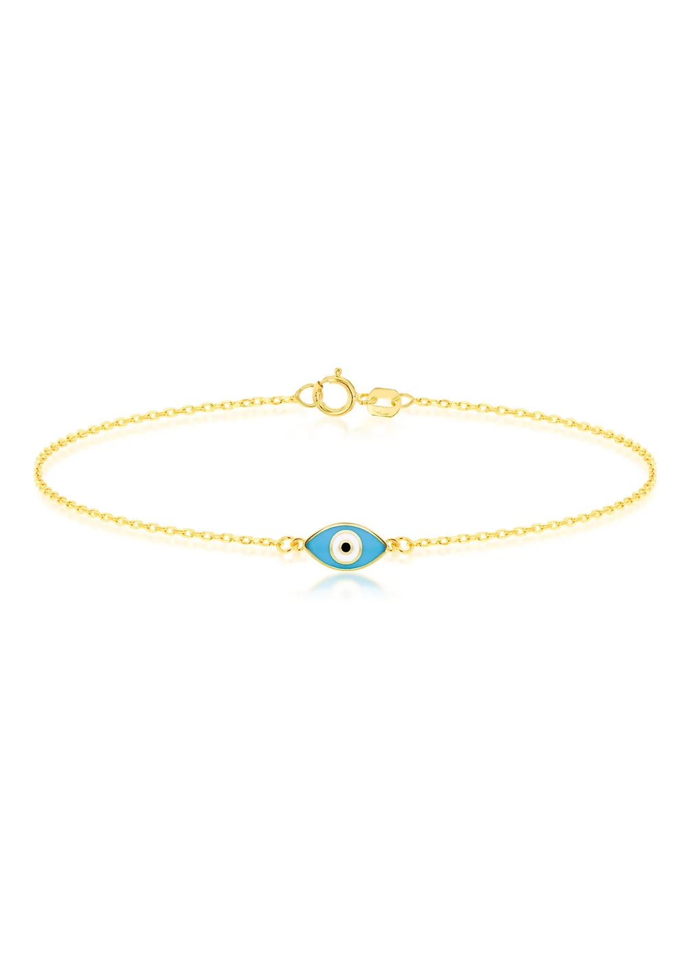 Golden Moments 9ct Yellow Gold Blue Evil Eye Bracelet - One Size Image 1