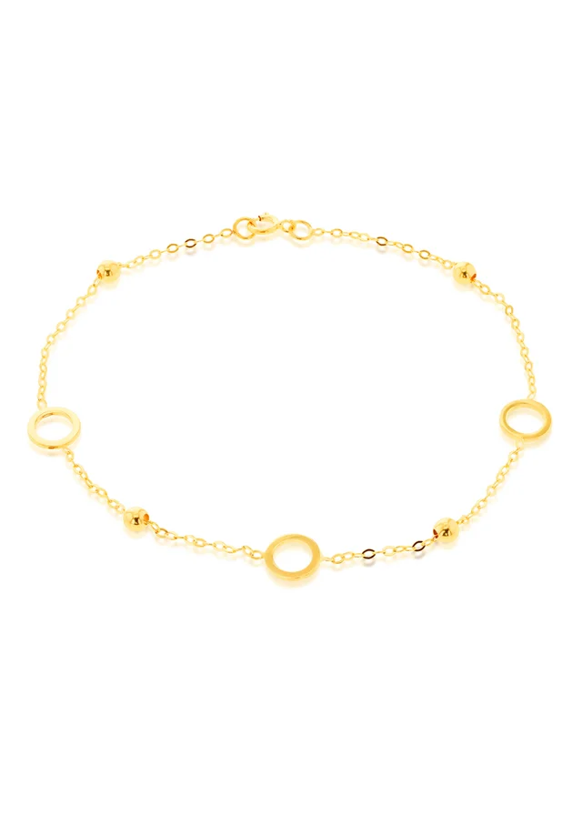 Golden Moments 9ct Yellow Gold Circle with Bead Bracelet
