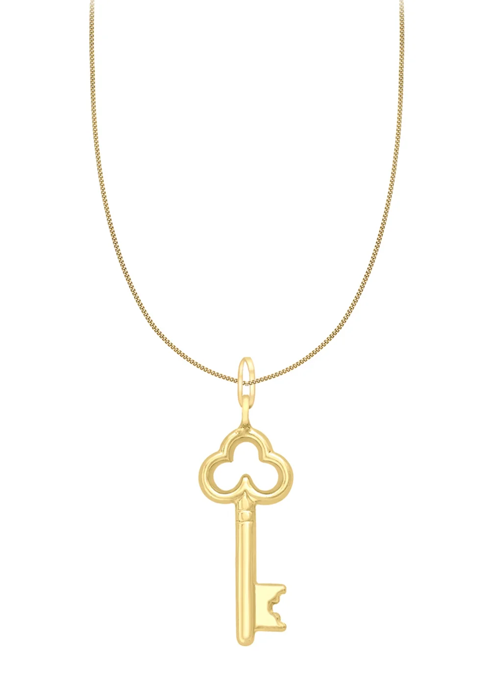 Golden Moments 9ct Yellow Gold Key Charm Necklace - One Size Image 1