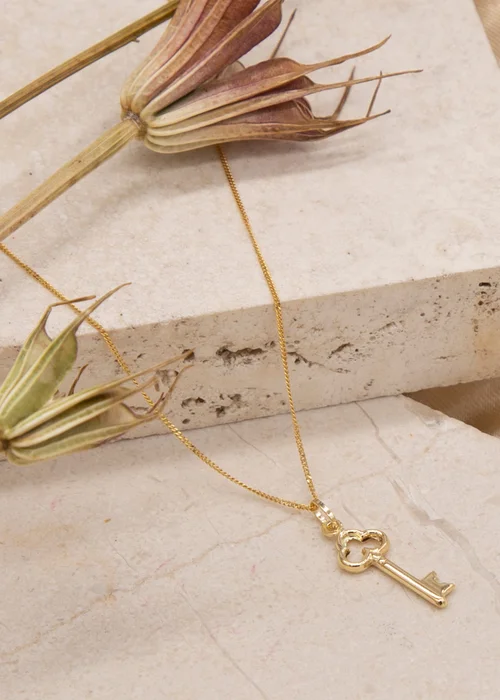 Golden Moments 9ct Yellow Gold Key Charm Necklace - One Size Image 2