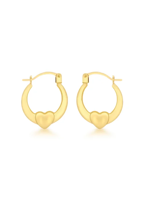 Golden Moments 9ct Yellow Gold Mini Heart Hoops - One Size Image 1