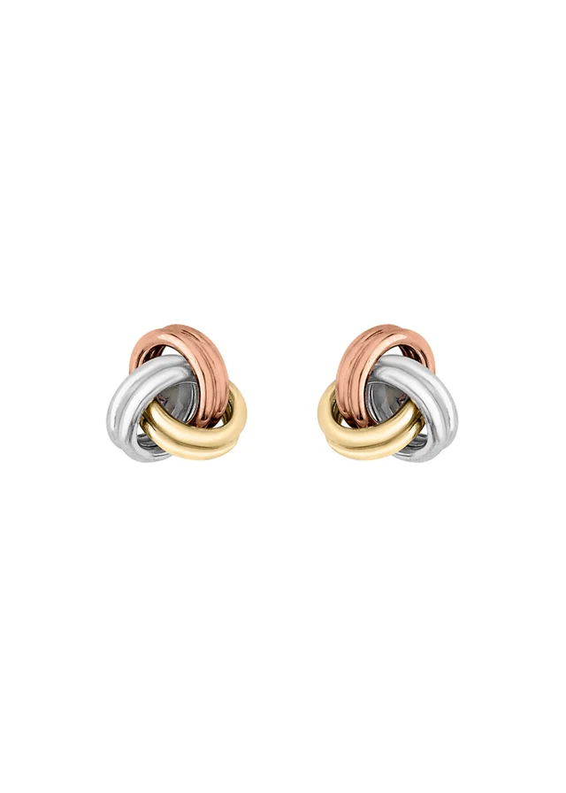 Golden Moments 9ct 3-Colour Gold Knot Studs