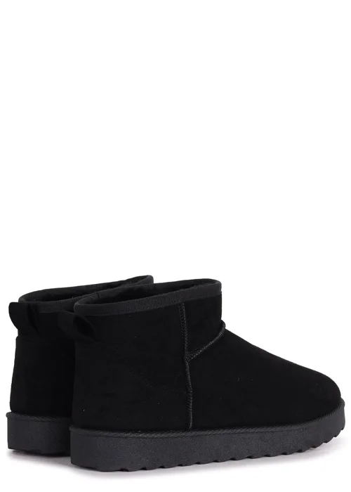 Linzi Ultra Mini Addy Black Faux Suede Faux Fur Lined Ultra Mini Ankle Boot - Size 6 Image 4