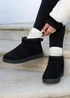 Linzi Ultra Mini Addy Black Faux Suede Faux Fur Lined Ultra Mini Ankle Boot - Size 6 Image 1