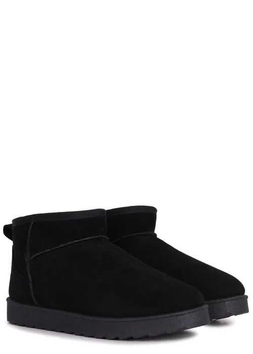 Linzi Ultra Mini Addy Black Faux Suede Faux Fur Lined Ultra Mini Ankle Boot - Size 6 Image 3