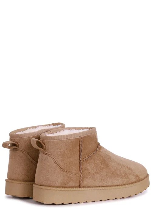 Linzi Ultra Mini Addy Chestnut Faux Suede Faux Fur Lined - Size 5 Image 4