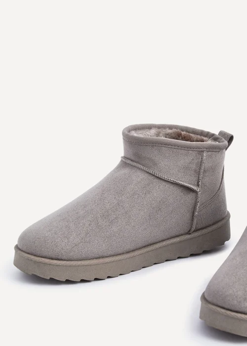 Linzi Ultra Mini Addy Grey Faux Suede Faux Fur Lined - Size 5 Image 4