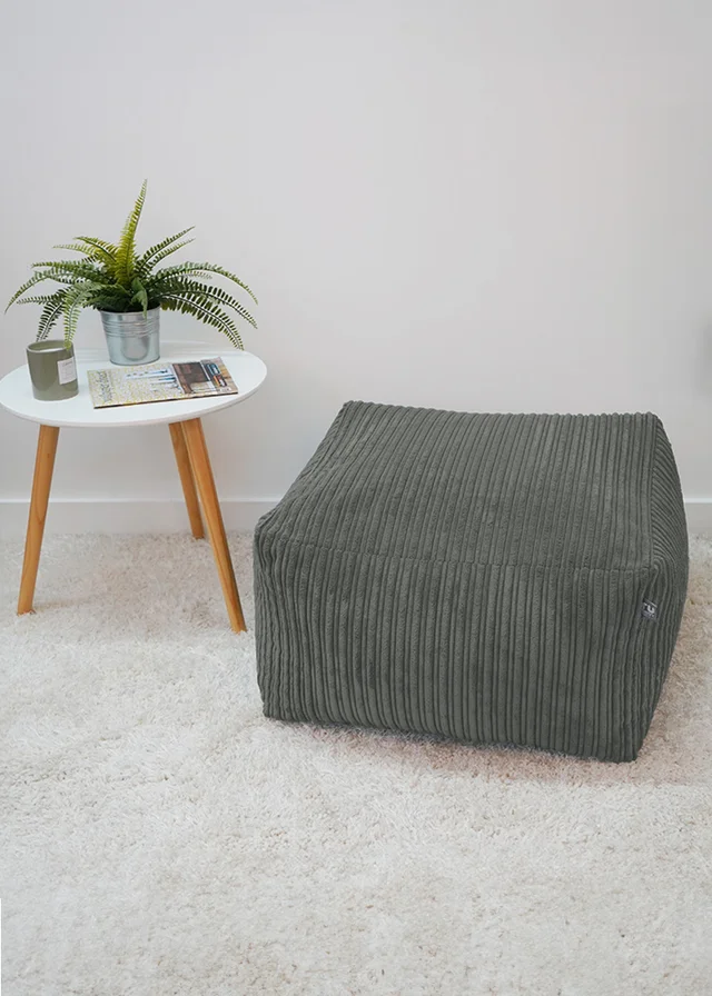 rucomfy Jumbo Cord Ottoman Slate Beanbag