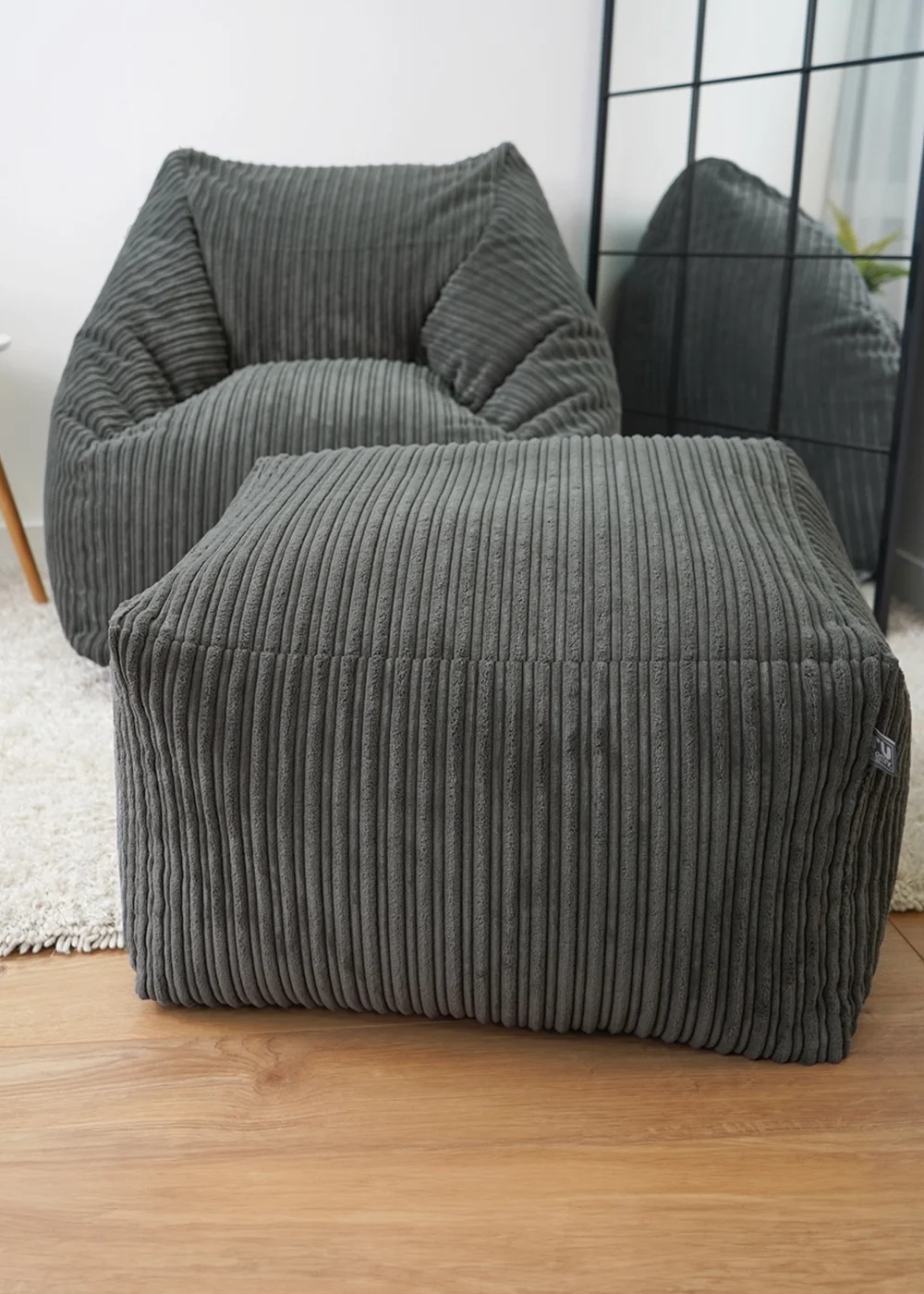 rucomfy Jumbo Cord Ottoman Slate Beanbag - One Size Image 2