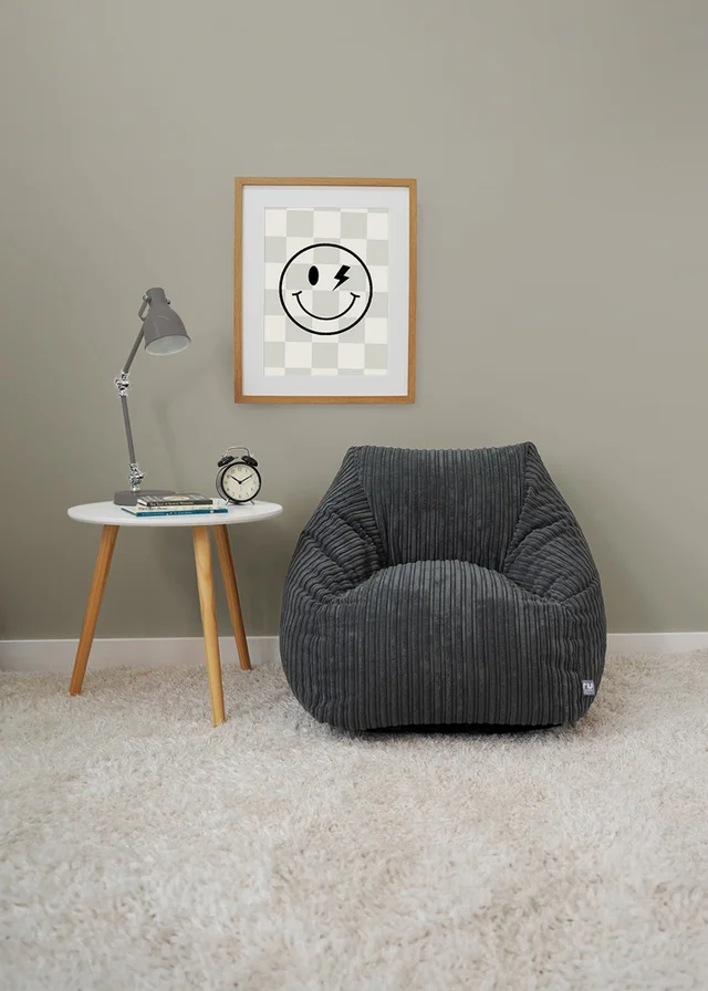 rucomfy Jumbo Cord Big Kids Snuggle Chair Grey Beanbag