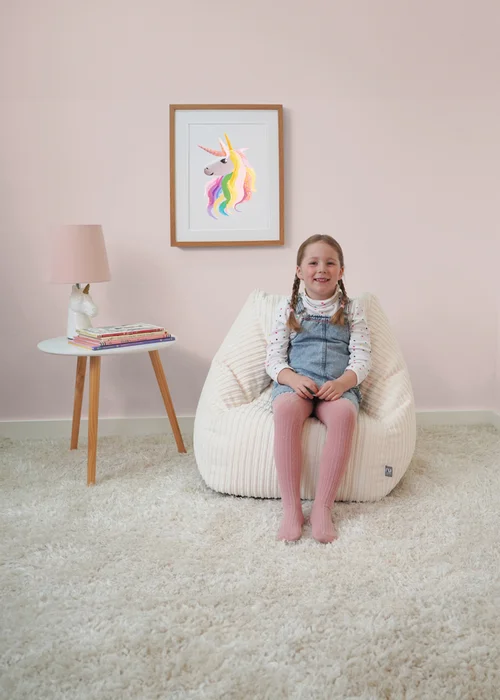 rucomfy Jumbo Cord Big Kids Snuggle Chair Ivory Beanbag - One Size Image 2