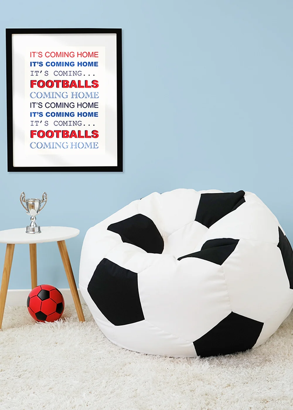 rucomfy Black/White Kids Outdoor Football Beanbag - One Size Image 4