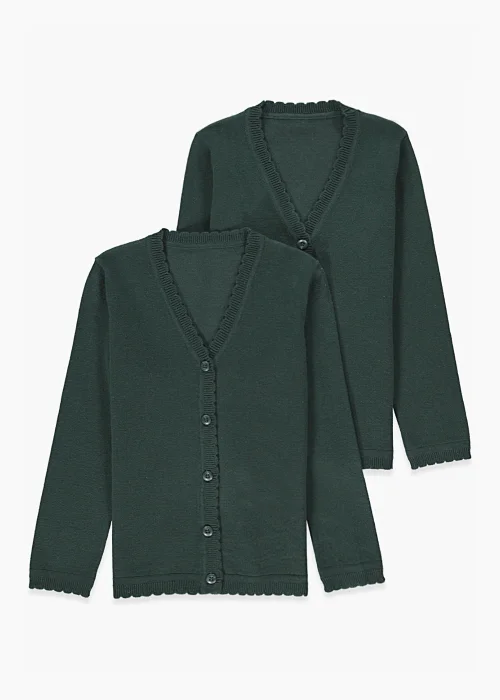 Girls 2 Pack Green School Cardigans (3-13yrs) - Age 6 Years Image 1