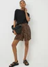 Brown Animal Print Crinkle Shorts - Size 14 Image 1