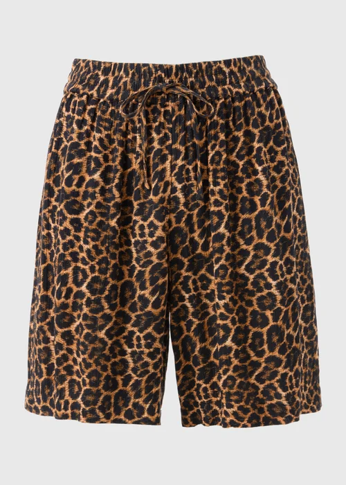 Brown Animal Print Crinkle Shorts - Size 14 Image 4